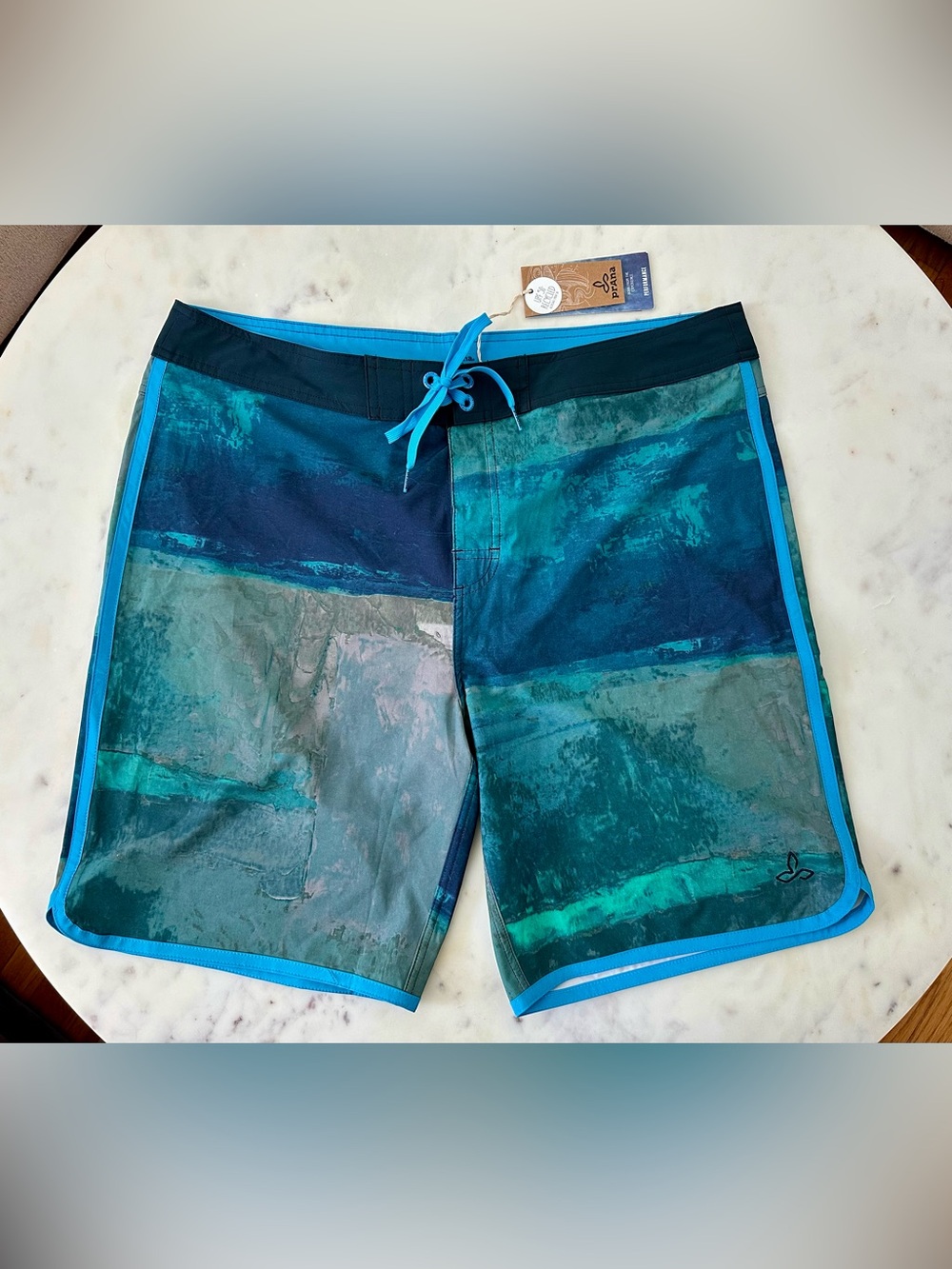 Men's PrAna Board Shorts Swim Trunks NWT Size 38 High Seas Blue Ridge